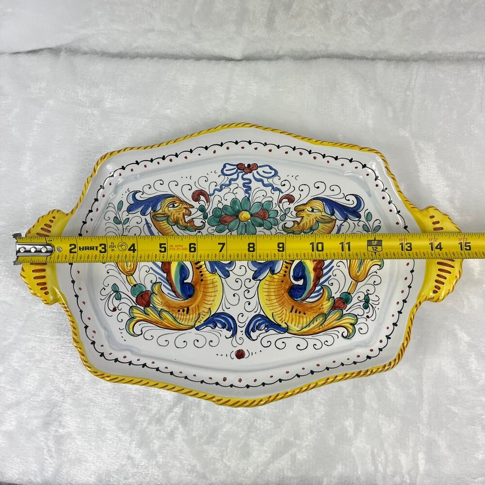 Arte D’Italia Imports Deruta Italy Hand Painted Majolica Platter Sea Serpent - Picture 6 of 11